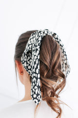 Bow Scrunchie - Black and White Leopard