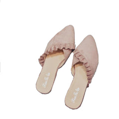 RACHEL - Ruffle Suede Mules Suede