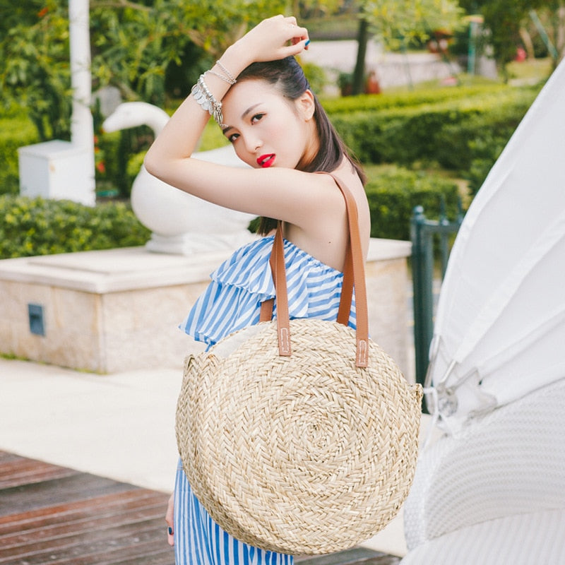 ISLA - Moroccan Straw Circle Bag