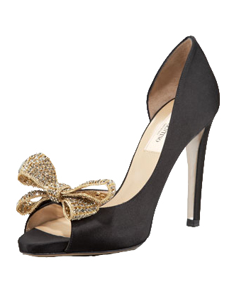 Valentino-Shoes-Bow-d'Orsay-Pumps-Black-And-Gold-Heels - A Side Of Style
