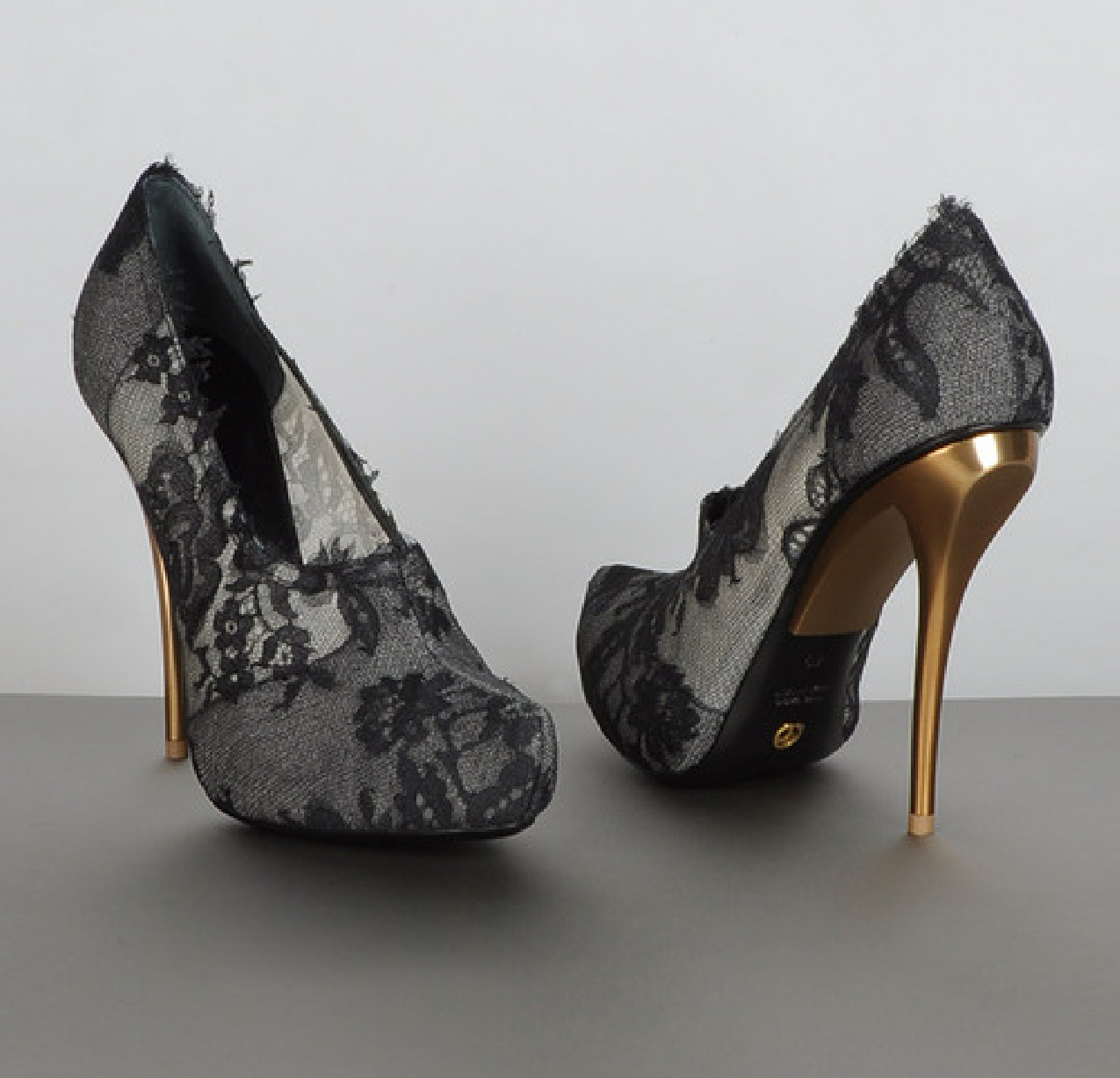 Giorgio Armani, Heels, Black Lace Heels, Lace Pumps, Black and Gold, Cooper Heels, Designer Shoes,