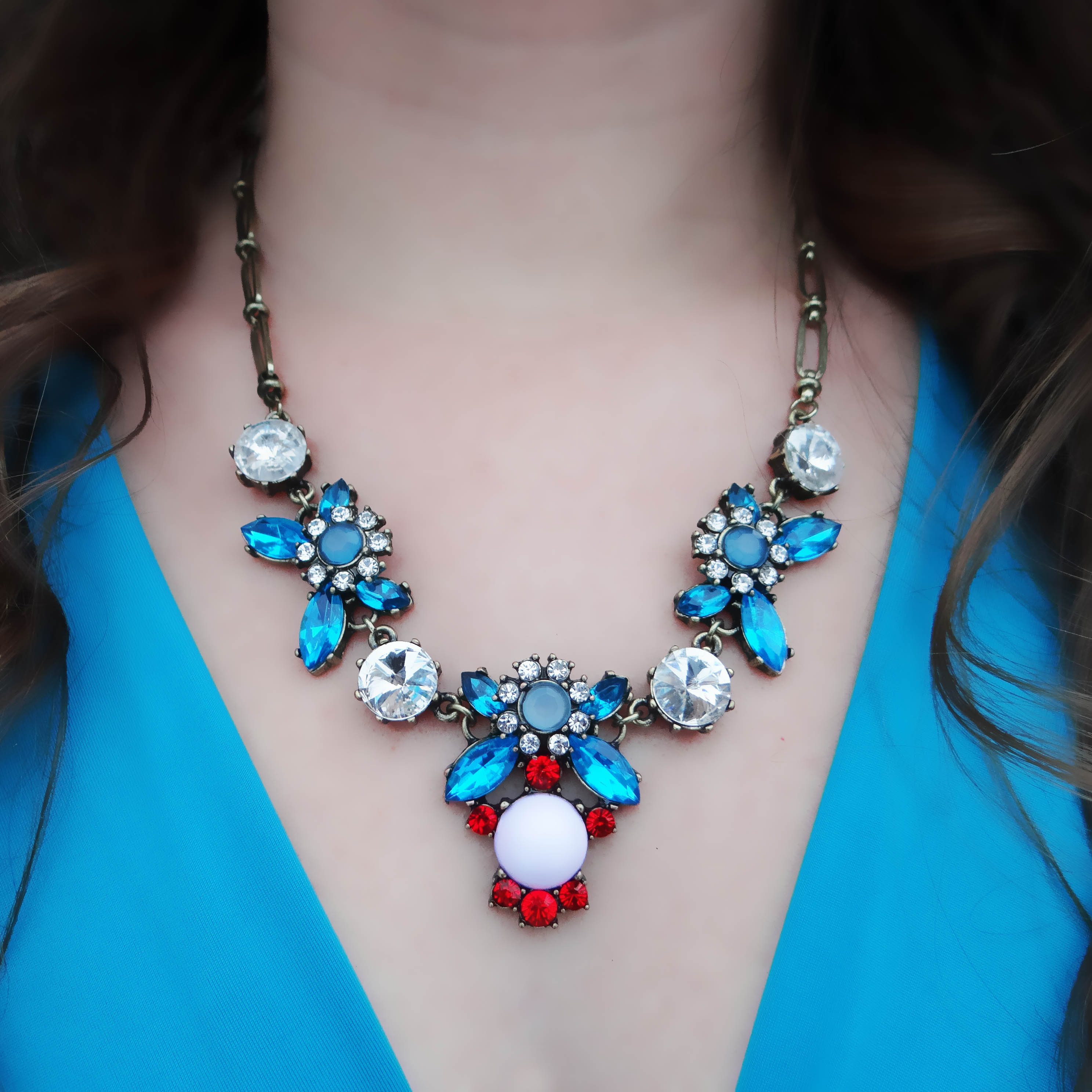 Teal_Turquoise_Red_Statement_Necklace_Crystal - A Side Of Style