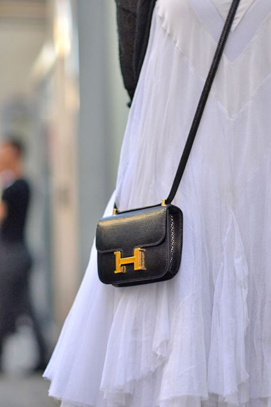 Small-Black-Hermes-Constance-Crossbody-Bag-White-Dress – A Side Of