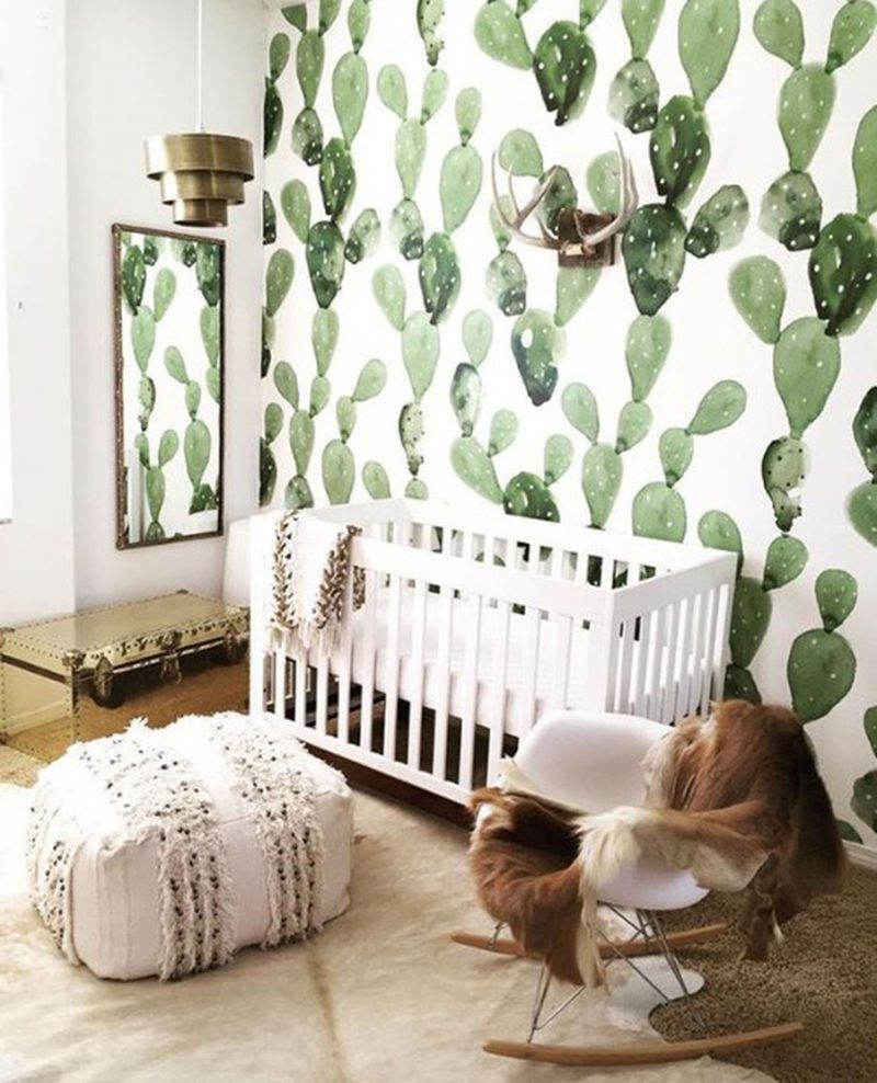 Baby's Room, Nursey Ideas, Cactus Wallpaper, Wall Art, Wall Mural, Etsy, Etsy Canada