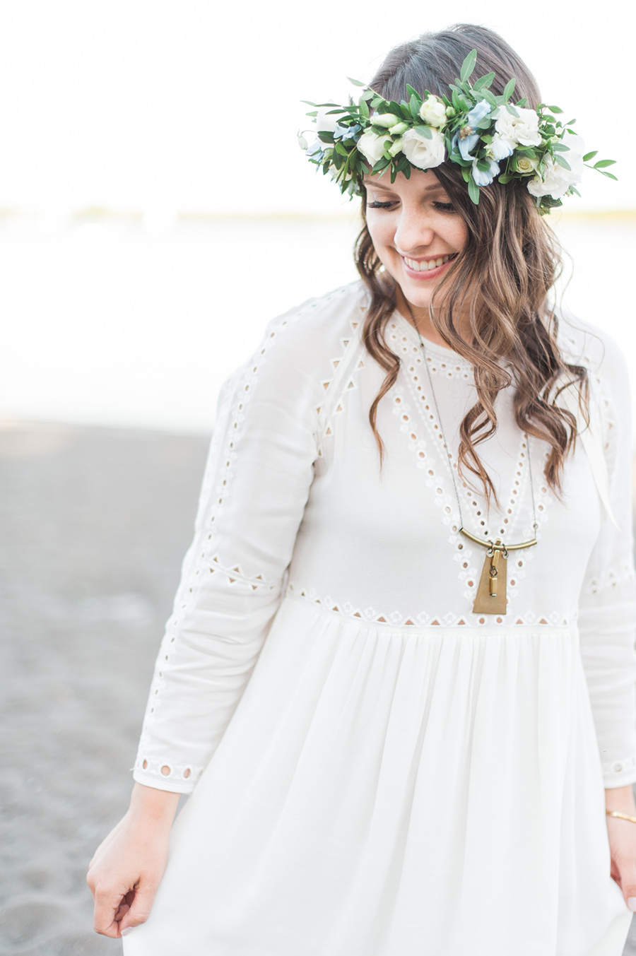 Boho-Summer-Fashion-White-Aritzia-Dress-Real-Floral-Crown - A Side Of Style