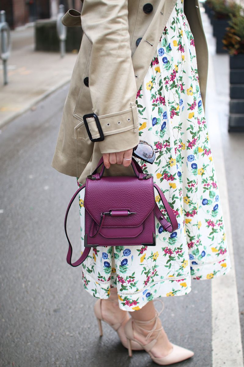 Summer-Floral-Dress-Purple-Mackage-Handbag-Trench-Coat - A Side Of Style