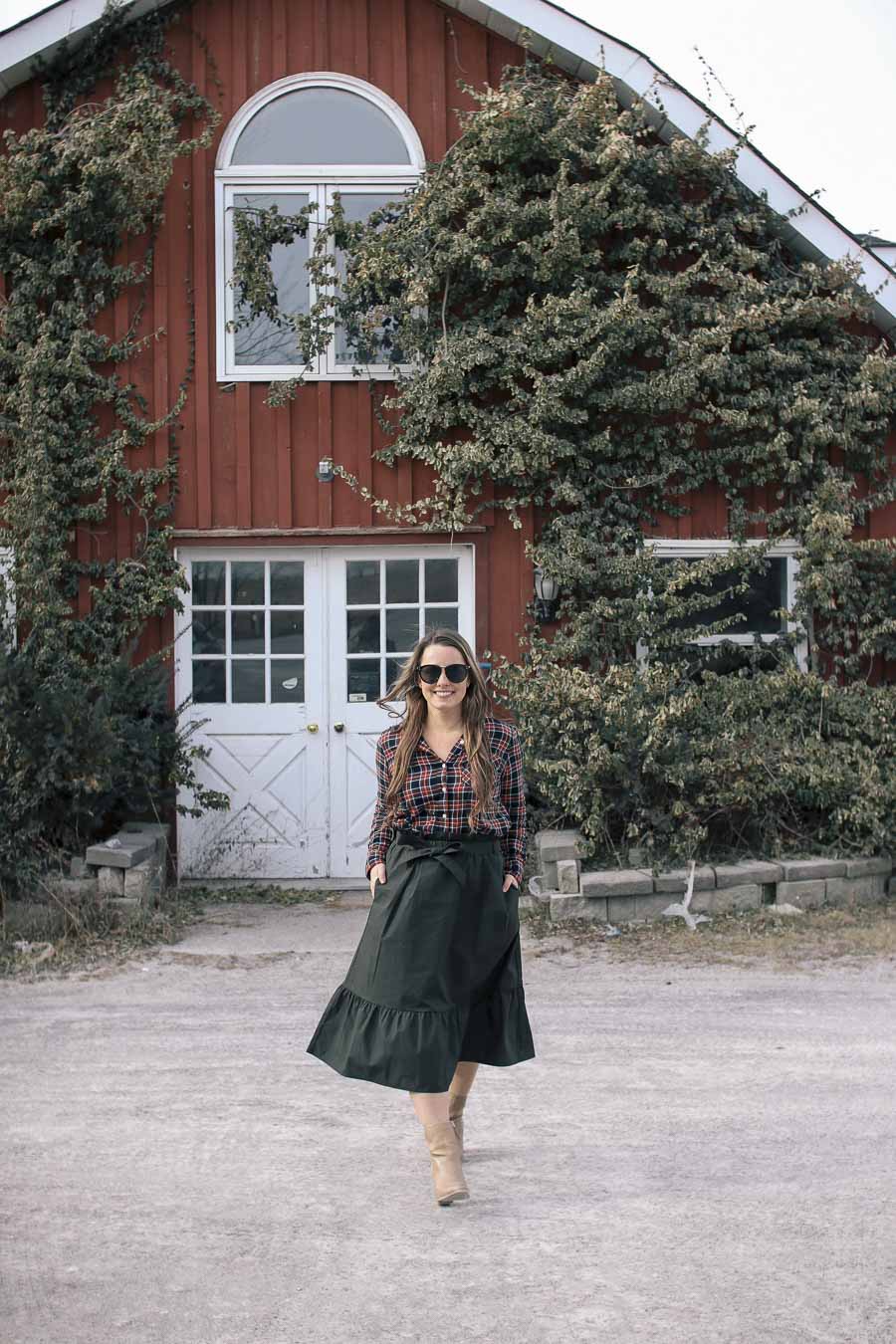 ankle boots with midi skirt