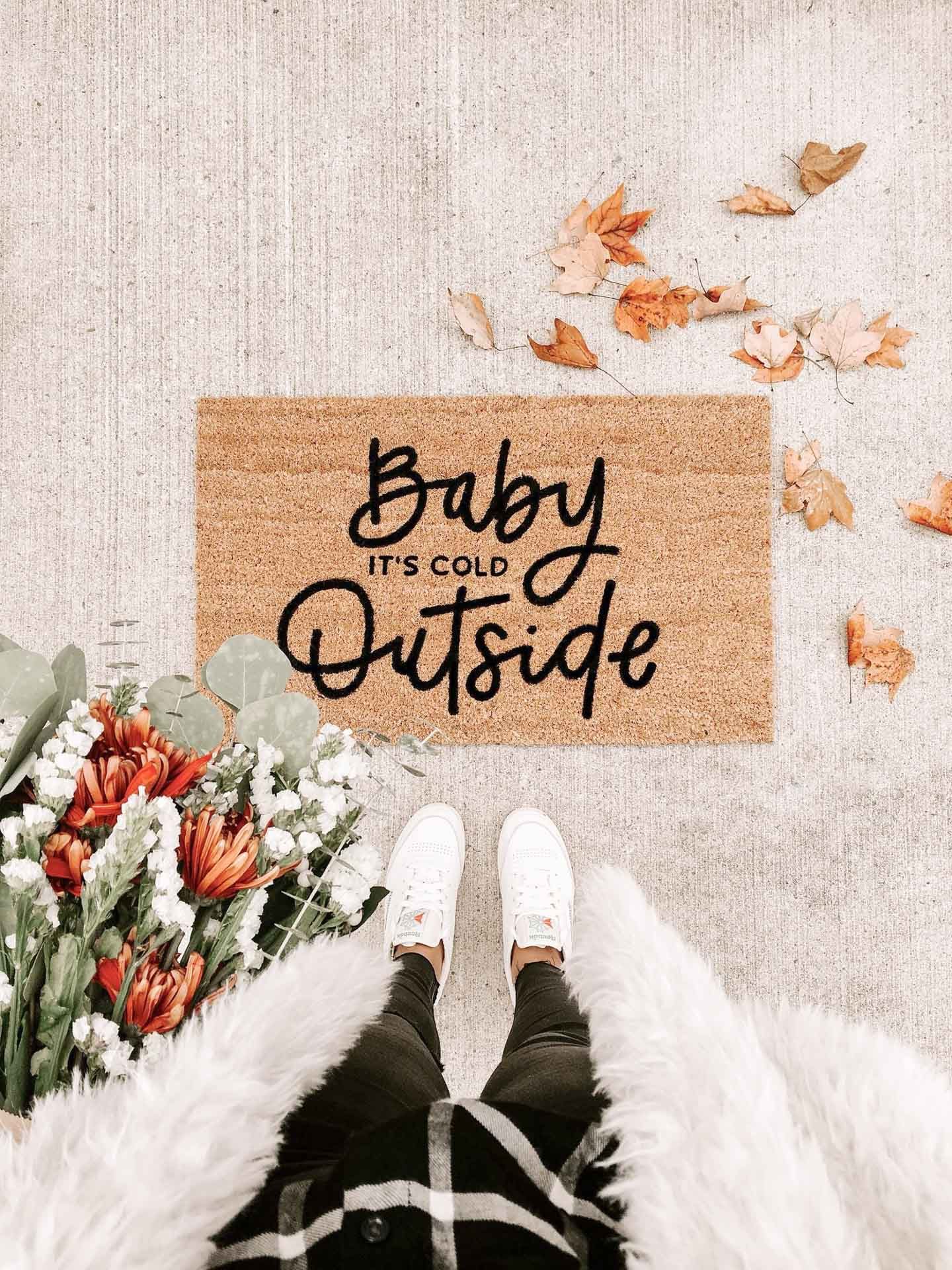 Fall Welcome Mat Outdoor, Baby It's Cold Outside, Etsy